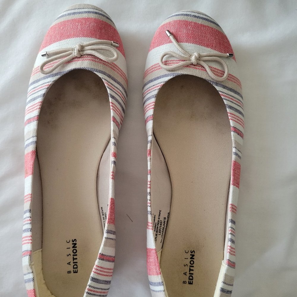 Basic Editions Size 9 Everlie Shoe in Bow Red Stripe